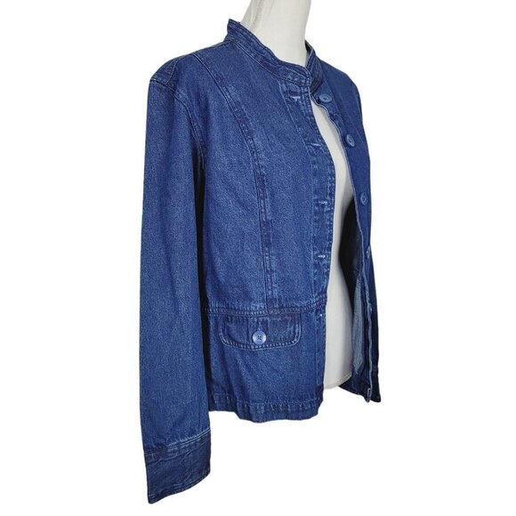 ALC Sz Large Denim Jean Jacket Blue Medium Wash Women's Casual Wear Fall Winter - Picture 2 of 11